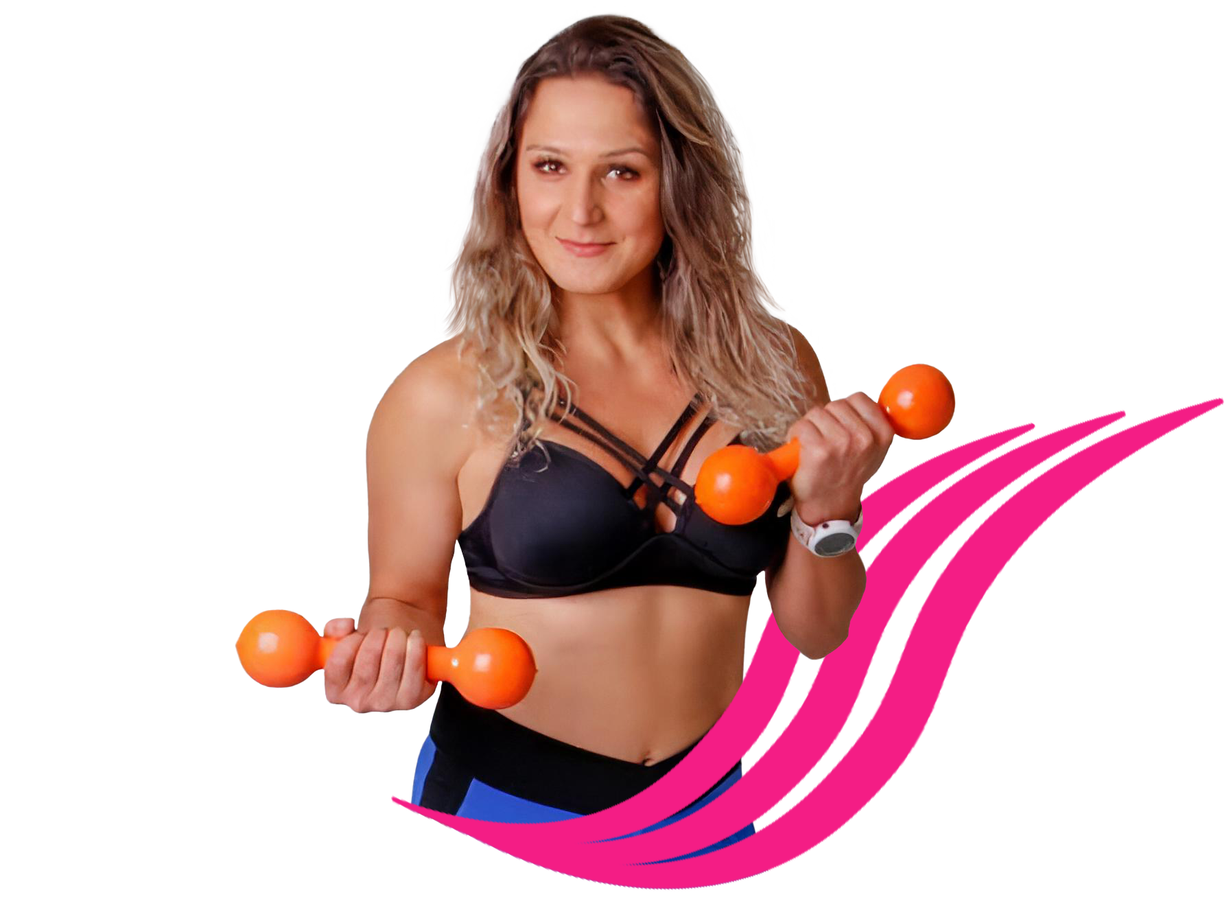 Caroline-com-pesos-em-forma-rosa